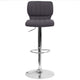 Charcoal Fabric |#| Charcoal Fabric Adjustable Height Barstool w/ Vertical Stitch Back & Chrome Base