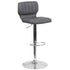 Contemporary Vinyl Adjustable Height Barstool with Vertical Stitch Back and Chrome Base