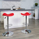 Red |#| Contemporary Red Vinyl Adjustable Height Barstool with Wavy Seat and Chrome Base