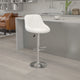 White |#| White Vinyl Bucket Seat Adjustable Height Barstool with Diamond Pattern Back