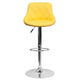 Yellow |#| Yellow Vinyl Bucket Seat Adjustable Height Barstool with Diamond Pattern Back