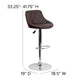 Brown |#| Brown Vinyl Bucket Seat Adjustable Height Barstool with Diamond Pattern Back