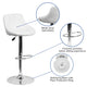 White |#| White Vinyl Bucket Seat Adjustable Height Barstool with Diamond Pattern Back
