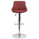 Burgundy |#| Burgundy Vinyl Bucket Seat Adjustable Height Barstool with Diamond Pattern Back