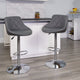 Gray |#| Contemporary Gray Vinyl Bucket Seat Adjustable Height Barstool with Chrome Base