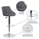 Gray |#| Contemporary Gray Vinyl Bucket Seat Adjustable Height Barstool with Chrome Base