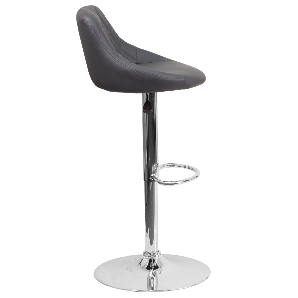 Gray |#| Contemporary Gray Vinyl Bucket Seat Adjustable Height Barstool with Chrome Base