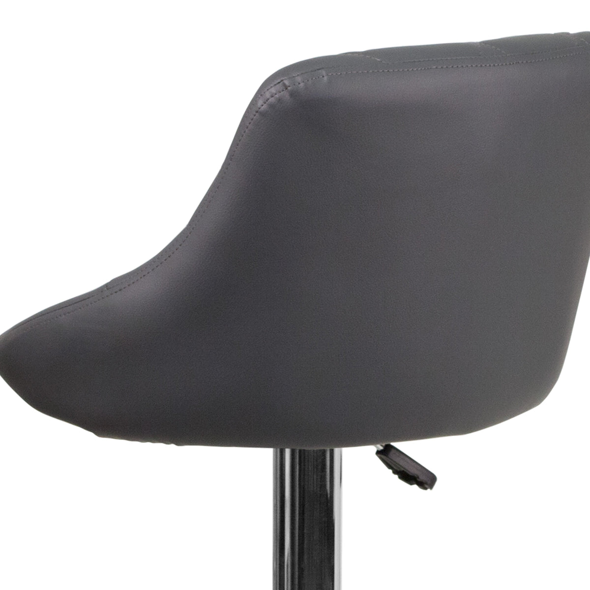 Gray |#| Contemporary Gray Vinyl Bucket Seat Adjustable Height Barstool with Chrome Base