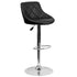 Contemporary Vinyl Bucket Seat Adjustable Height Barstool with Diamond Pattern Back and Chrome Base