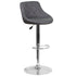 Contemporary Vinyl Bucket Seat Adjustable Height Barstool with Diamond Pattern Back and Chrome Base