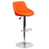 Contemporary Vinyl Bucket Seat Adjustable Height Barstool with Diamond Pattern Back and Chrome Base