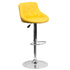 Contemporary Vinyl Bucket Seat Adjustable Height Barstool with Diamond Pattern Back and Chrome Base