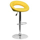 Yellow |#| Yellow Vinyl Rounded Orbit-Style Back Adjustable Height Barstool w/ Chrome Base