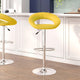 Yellow |#| Yellow Vinyl Rounded Orbit-Style Back Adjustable Height Barstool w/ Chrome Base