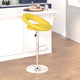 Yellow |#| Yellow Vinyl Rounded Orbit-Style Back Adjustable Height Barstool w/ Chrome Base