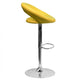 Yellow |#| Yellow Vinyl Rounded Orbit-Style Back Adjustable Height Barstool w/ Chrome Base