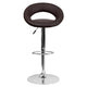 Brown |#| Brown Vinyl Rounded Orbit-Style Back Adjustable Height Barstool w/ Chrome Base