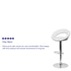 White |#| White Vinyl Rounded Orbit-Style Back Adjustable Height Barstool w/ Chrome Base