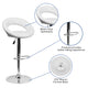 White |#| White Vinyl Rounded Orbit-Style Back Adjustable Height Barstool w/ Chrome Base