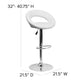 White |#| White Vinyl Rounded Orbit-Style Back Adjustable Height Barstool w/ Chrome Base