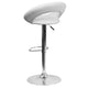 White |#| White Vinyl Rounded Orbit-Style Back Adjustable Height Barstool w/ Chrome Base