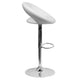 White |#| White Vinyl Rounded Orbit-Style Back Adjustable Height Barstool w/ Chrome Base