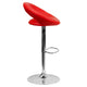 Red |#| Red Vinyl Rounded Orbit-Style Back Adjustable Height Barstool w/ Chrome Base