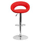 Red |#| Red Vinyl Rounded Orbit-Style Back Adjustable Height Barstool w/ Chrome Base