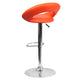 Orange |#| Orange Vinyl Rounded Orbit-Style Back Adjustable Height Barstool w/ Chrome Base