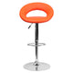 Orange |#| Orange Vinyl Rounded Orbit-Style Back Adjustable Height Barstool w/ Chrome Base