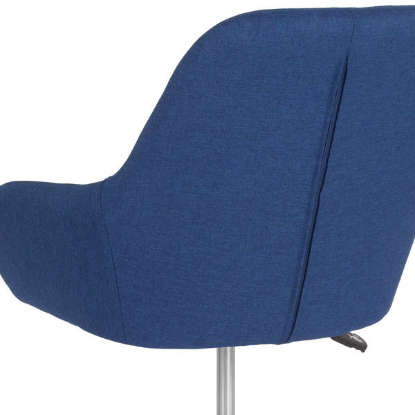 Blue Fabric |#| Home & Office Mid-Back Chair in Blue Fabric - Upholstered Chair - Swivel Chair