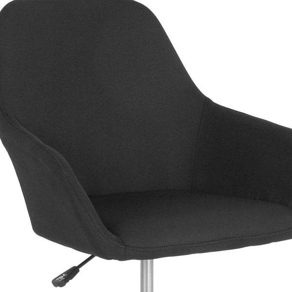 Black Fabric |#| Home & Office Mid-Back Chair in Black Fabric - Upholstered Chair - Swivel Chair