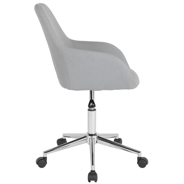 Light Gray Fabric |#| Home & Office Light Gray Fabric upholstered Mid-Back Swivel Chair