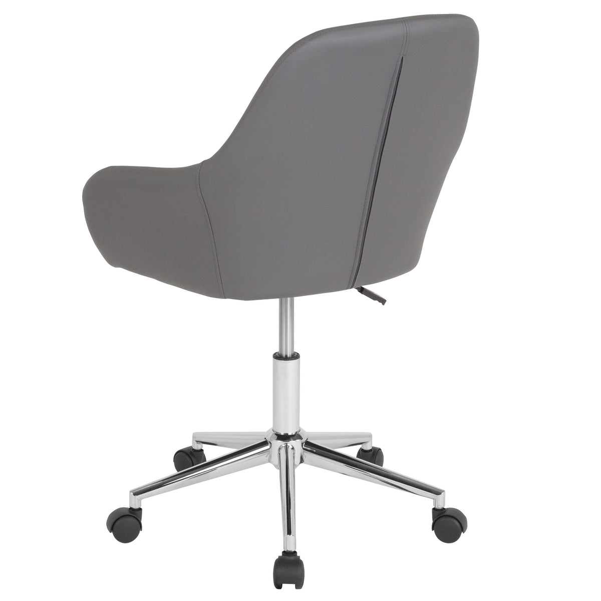 Gray LeatherSoft |#| Home & Office Mid-Back Gray LeatherSoft Upholstered Swivel Chair