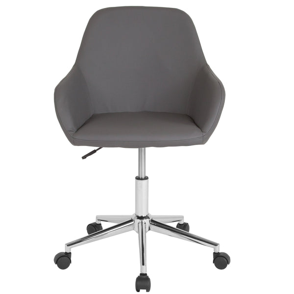 Black LeatherSoft |#| Home & Office Mid-Back Black LeatherSoft Upholstered Swivel Chair