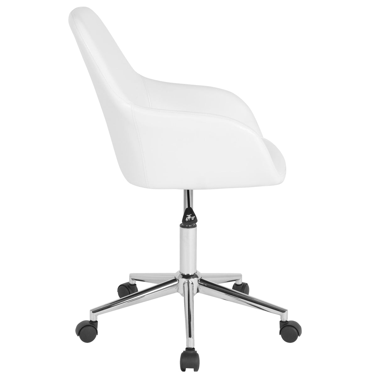 White LeatherSoft |#| Home & Office Mid-Back White LeatherSoft Upholstered Swivel Chair