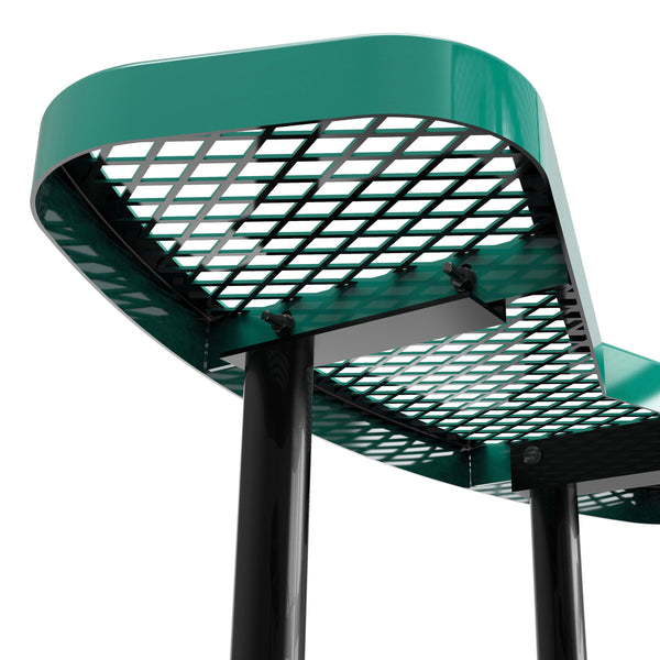Green |#| Commercial 46 Inch Round Expanded Mesh Metal Picnic Table with Anchors - Green