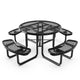 Black |#| Commercial 46 Inch Round Expanded Mesh Metal Picnic Table with Anchors - Black