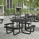 Black |#| Commercial 46 Inch Round Expanded Mesh Metal Picnic Table with Anchors - Black