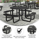 Black |#| Commercial 46 Inch Round Expanded Mesh Metal Picnic Table with Anchors - Black