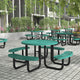 Green |#| Commercial 46 Inch Round Expanded Mesh Metal Picnic Table with Anchors - Green