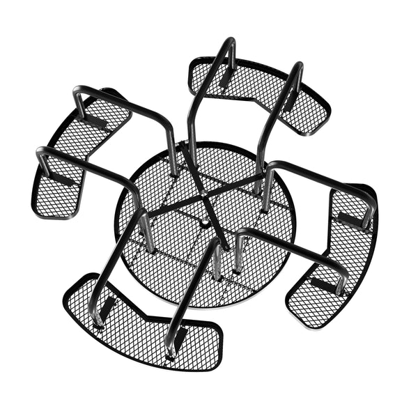 Black |#| Commercial 46 Inch Round Expanded Mesh Metal Picnic Table with Anchors - Black