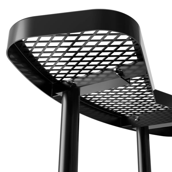 Black |#| Commercial 46 Inch Round Expanded Mesh Metal Picnic Table with Anchors - Black
