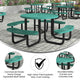 Green |#| Commercial 46 Inch Round Expanded Mesh Metal Picnic Table with Anchors - Green