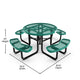 Green |#| Commercial 46 Inch Round Expanded Mesh Metal Picnic Table with Anchors - Green