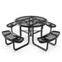 Creekside Outdoor Picnic Table with Commercial Heavy Gauge Expanded Metal Mesh Seats and Top with Umbrella Hole, Steel Frame, Ground Anchors