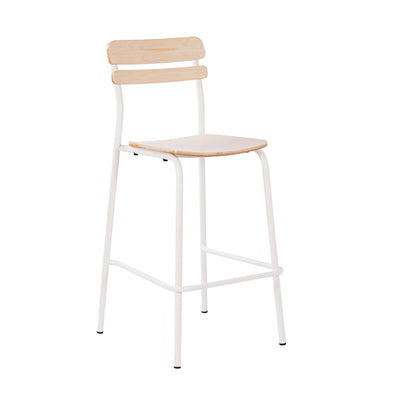 Cyprus Commercial Grade Solid Wood Bar Stool with Metal Frame and Antique Finish - View 1