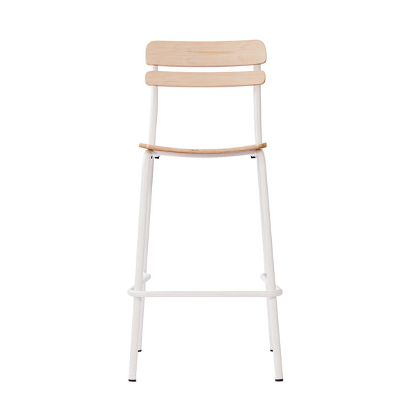 Antique White |#| Commercial Solid Wood Bar Stool with White Frame and Antique White Finish