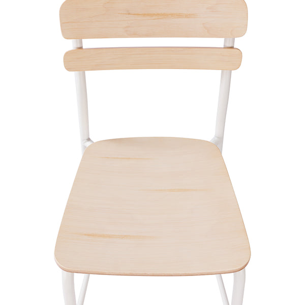 Antique White |#| Commercial Solid Wood Bar Stool with White Frame and Antique White Finish