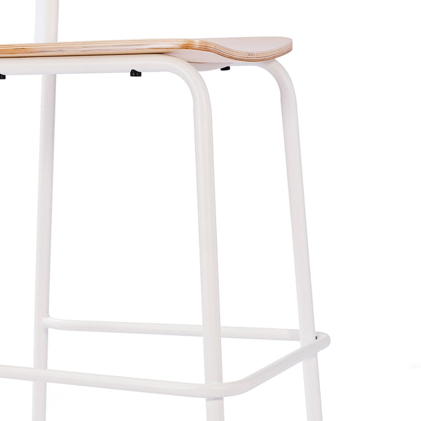 Antique White |#| Commercial Solid Wood Bar Stool with White Frame and Antique White Finish